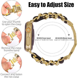 KissICON Women Metal Strap for Apple Watch Band 10 9 8 Ultra 46mm 42mm 49mm 7 SE 6 5 41mm 45mm 44/40mm Lady Gold Steel Bracelet Wristband