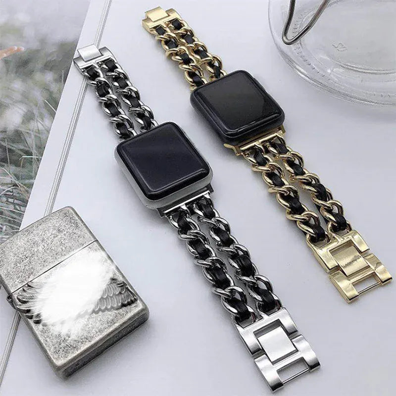 KissICON Women Metal Strap for Apple Watch Band 10 9 8 Ultra 46mm 42mm 49mm 7 SE 6 5 41mm 45mm 44/40mm Lady Gold Steel Bracelet Wristband