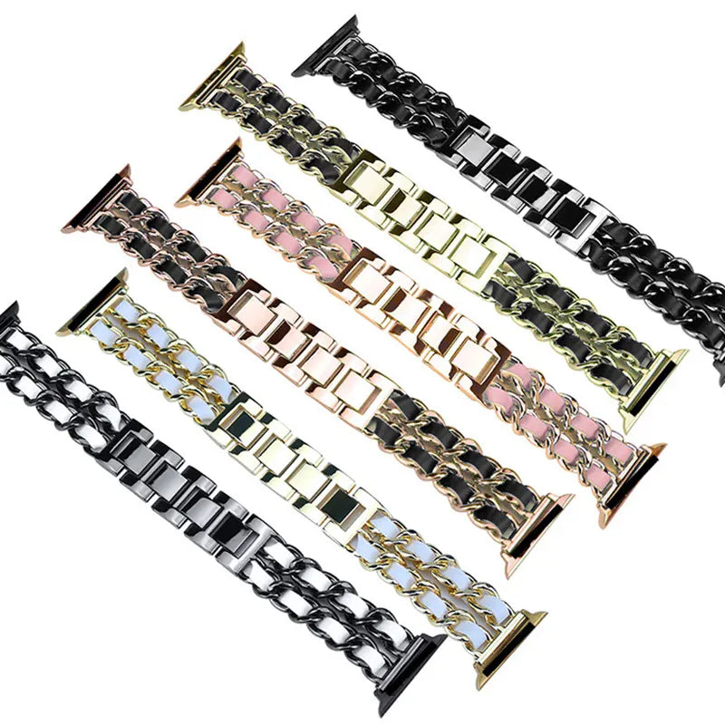 KissICON Women Metal Strap for Apple Watch Band 10 9 8 Ultra 46mm 42mm 49mm 7 SE 6 5 41mm 45mm 44/40mm Lady Gold Steel Bracelet Wristband