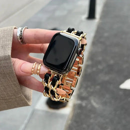 KissICON Women Metal Strap for Apple Watch Band 10 9 8 Ultra 46mm 42mm 49mm 7 SE 6 5 41mm 45mm 44/40mm Lady Gold Steel Bracelet Wristband