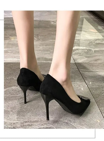 KissICON Women New Mid Heeled Sandals Black Square Buckle