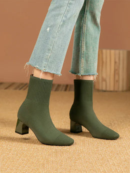 KissICON Women's Boots 2025 New Fashion Pointed Soft Knitted