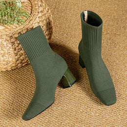 KissICON Women's Boots 2025 New Fashion Pointed Soft Knitted