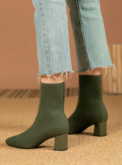 KissICON Women's Boots 2025 New Fashion Pointed Soft Knitted