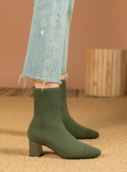 KissICON Women's Boots 2025 New Fashion Pointed Soft Knitted
