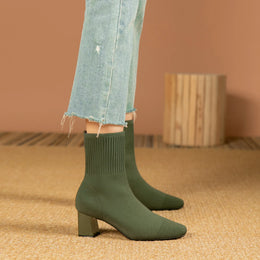 KissICON Women's Boots 2025 New Fashion Pointed Soft Knitted