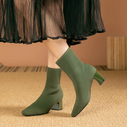 KissICON Women's Boots 2025 New Fashion Pointed Soft Knitted