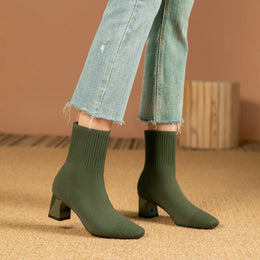KissICON Women's Boots 2025 New Fashion Pointed Soft Knitted
