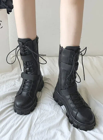 KissICON Women's Boots Fashion Motorcycle Boot Luxury High-tops Leather