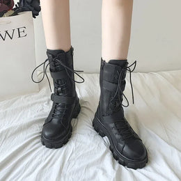 KissICON Women's Boots Fashion Motorcycle Boot Luxury High-tops Leather