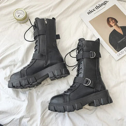 KissICON Women's Boots Fashion Motorcycle Boot Luxury High-tops Leather
