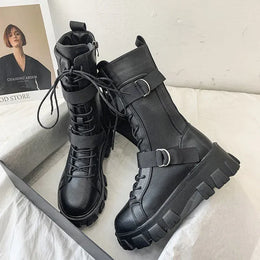 KissICON Women's Boots Fashion Motorcycle Boot Luxury High-tops Leather