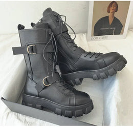 KissICON Women's Boots Fashion Motorcycle Boot Luxury High-tops Leather