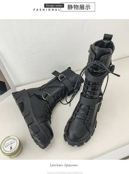 KissICON Women's Boots Fashion Motorcycle Boot Luxury High-tops Leather