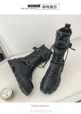 KissICON Women's Boots Fashion Motorcycle Boot Luxury High-tops Leather