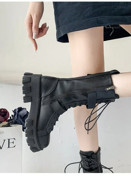 KissICON Women's Boots Fashion Motorcycle Boot Luxury High-tops Leather