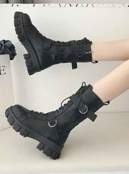 KissICON Women's Boots Fashion Motorcycle Boot Luxury High-tops Leather