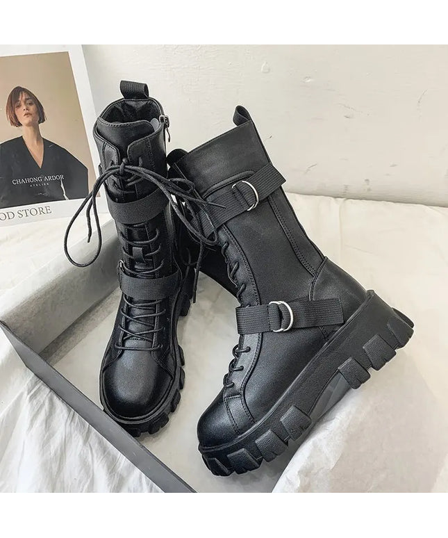 KissICON Women's Boots Fashion Motorcycle Boot Luxury High-tops Leather
