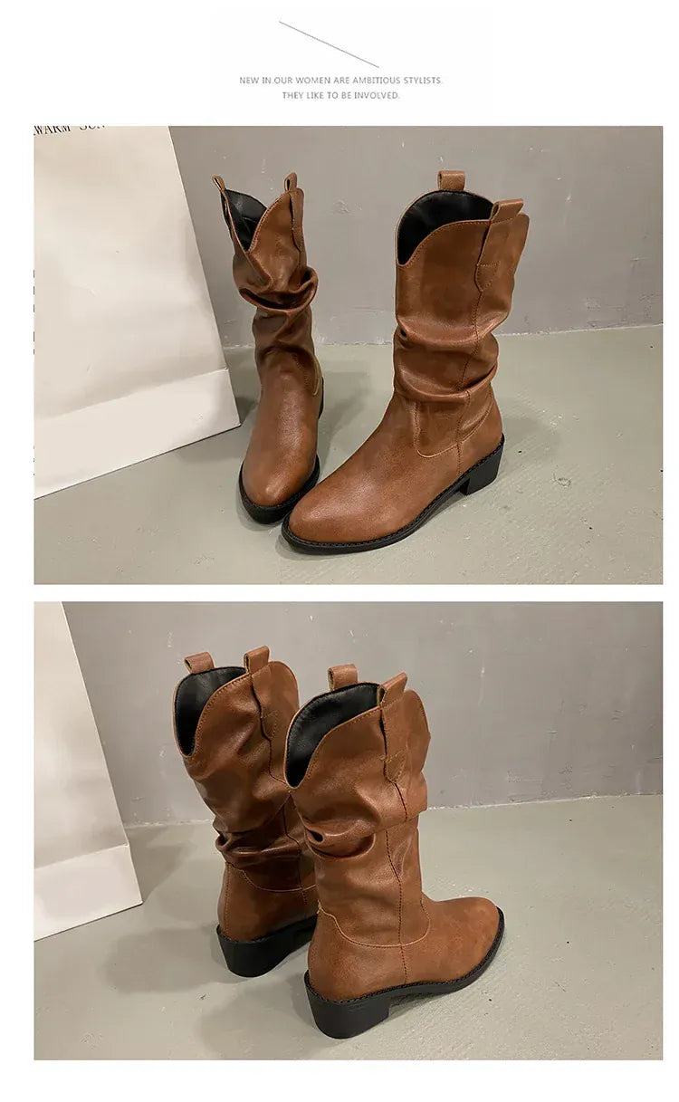 KissICON Women's Boots Winter 2024 Fashion Casual Low Heel