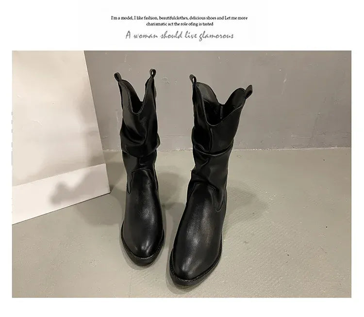 KissICON Women's Boots Winter 2024 Fashion Casual Low Heel