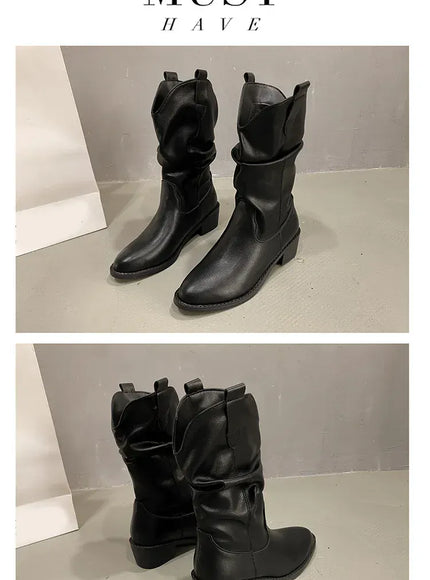 KissICON Women's Boots Winter 2024 Fashion Casual Low Heel
