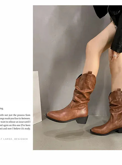 KissICON Women's Boots Winter 2024 Fashion Casual Low Heel