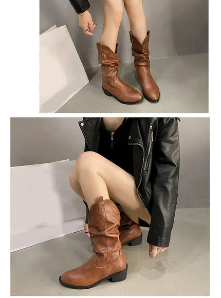 KissICON Women's Boots Winter 2024 Fashion Casual Low Heel