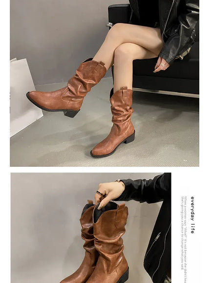 KissICON Women's Boots Winter 2024 Fashion Casual Low Heel