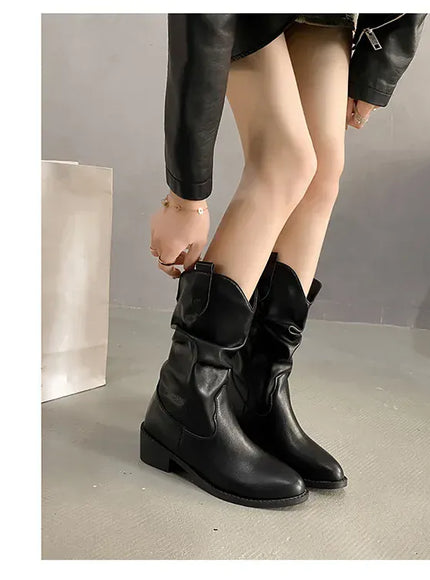 KissICON Women's Boots Winter 2024 Fashion Casual Low Heel