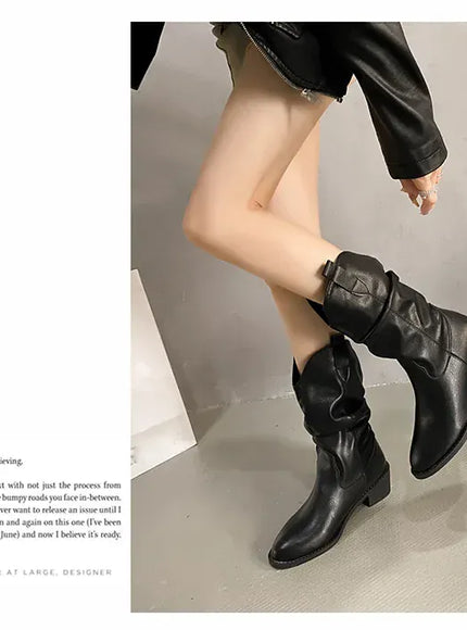 KissICON Women's Boots Winter 2024 Fashion Casual Low Heel