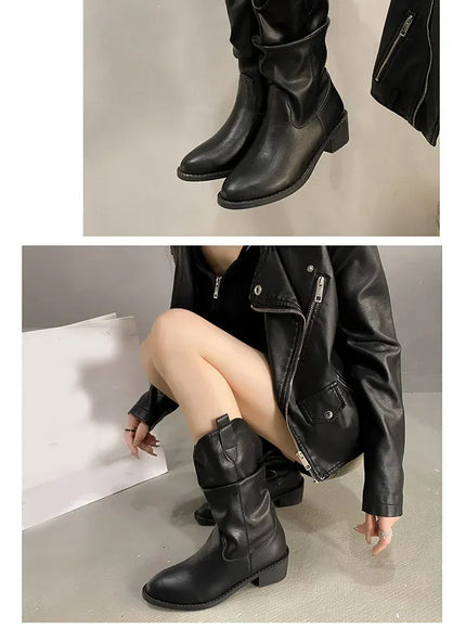 KissICON Women's Boots Winter 2024 Fashion Casual Low Heel