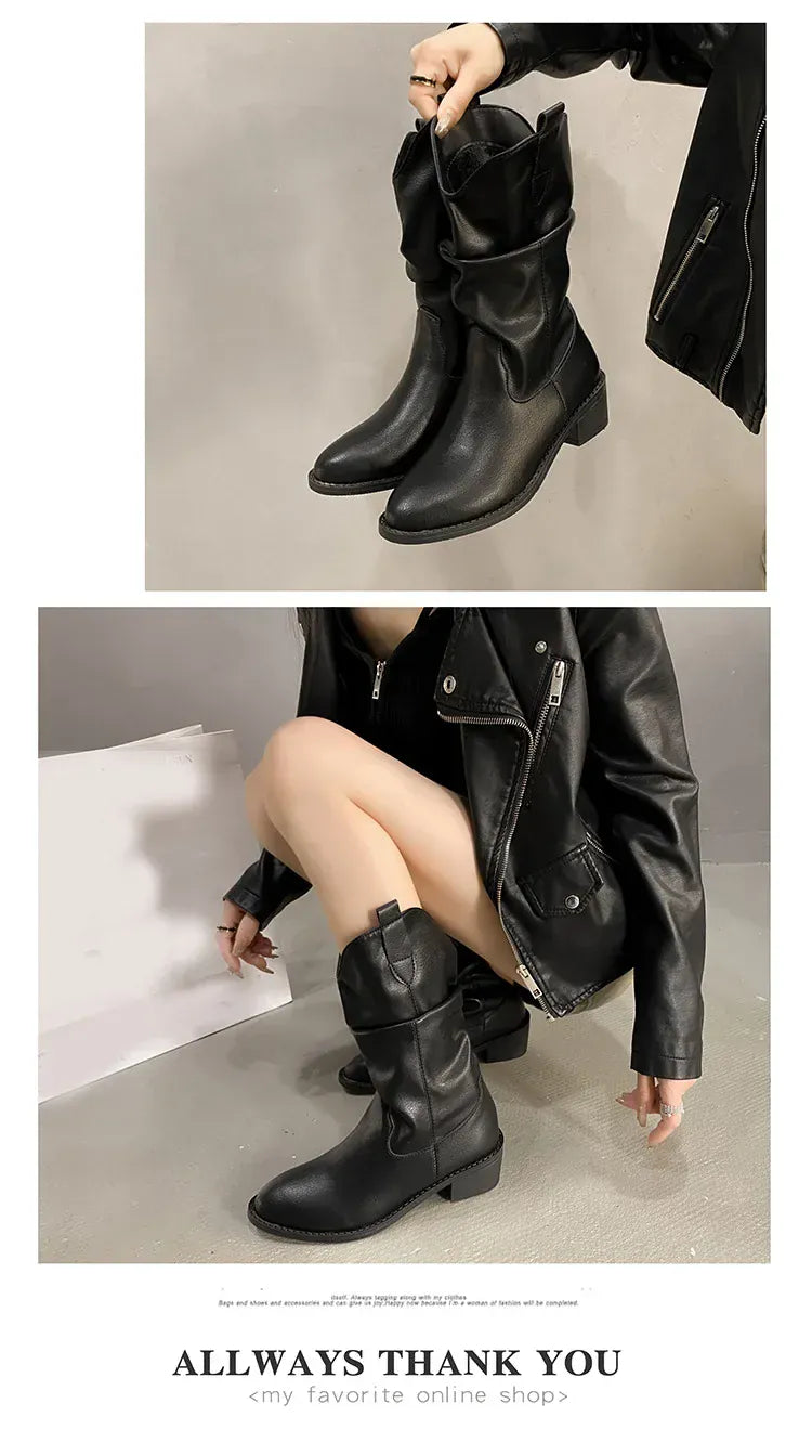 KissICON Women's Boots Winter 2024 Fashion Casual Low Heel