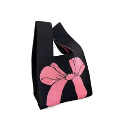KissICON Women's Bow Handbags Knitted Wrist Bags Tote