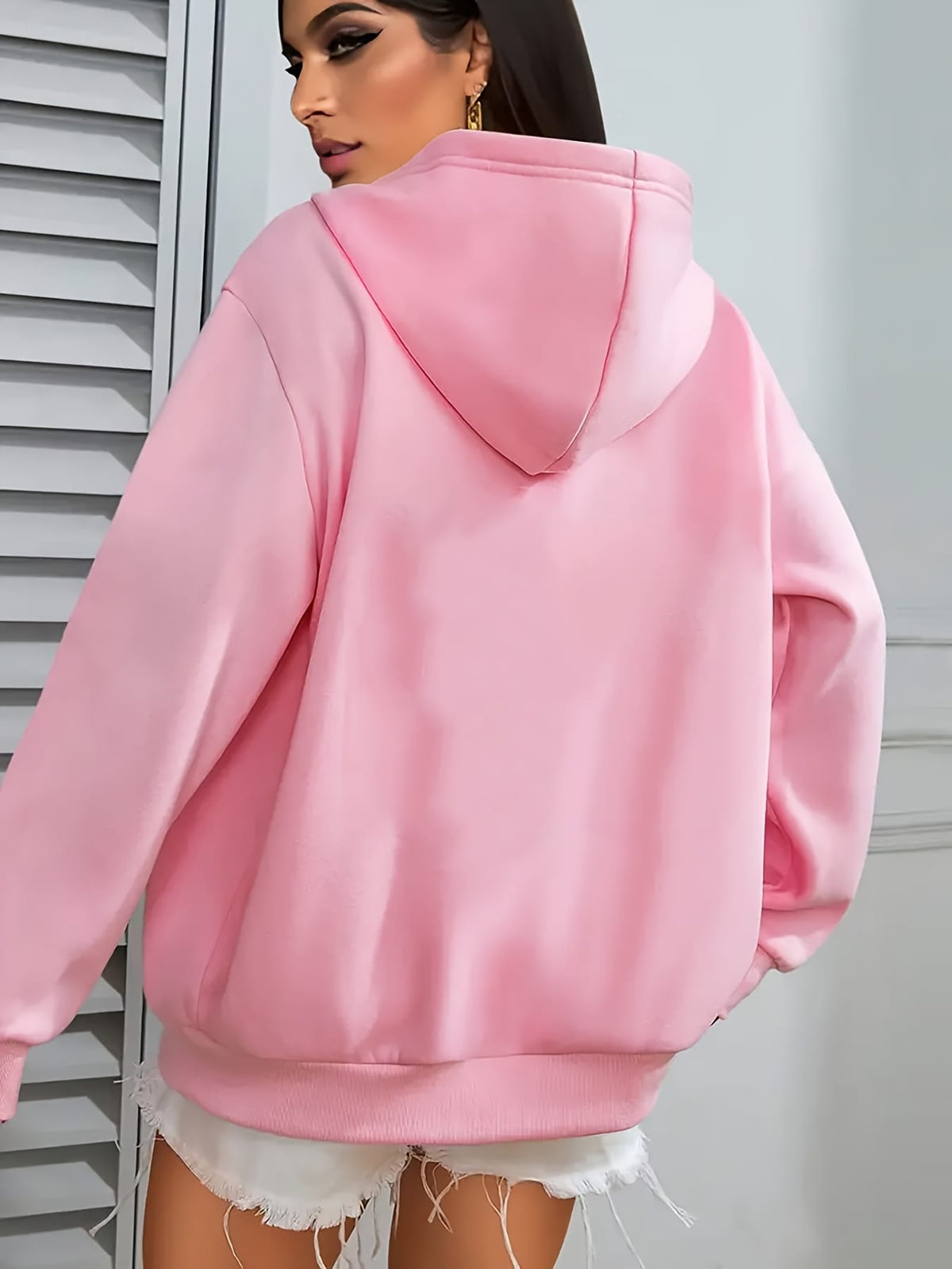 jkthpu-45 Women's Casual Beige Hoodie with Stylish Mom Life