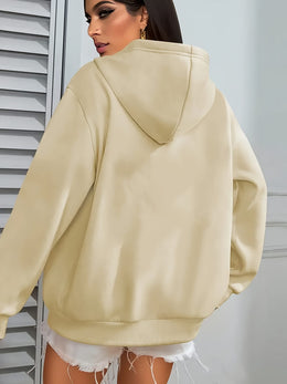 jkthpu-45 Women's Casual Beige Hoodie with Stylish Mom Life
