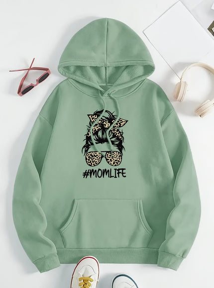 jkthpu-45 Women's Casual Beige Hoodie with Stylish Mom Life