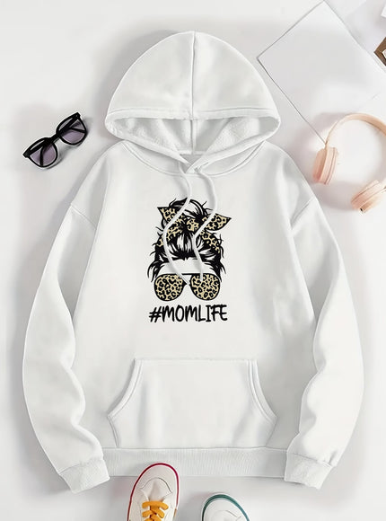 jkthpu-45 Women's Casual Beige Hoodie with Stylish Mom Life