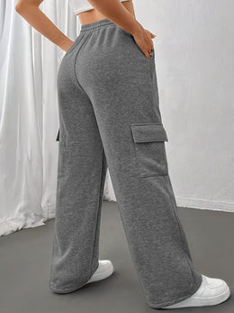 jkthpu-45 Women's Casual Straight-Leg Jogger Pants with Side Pockets