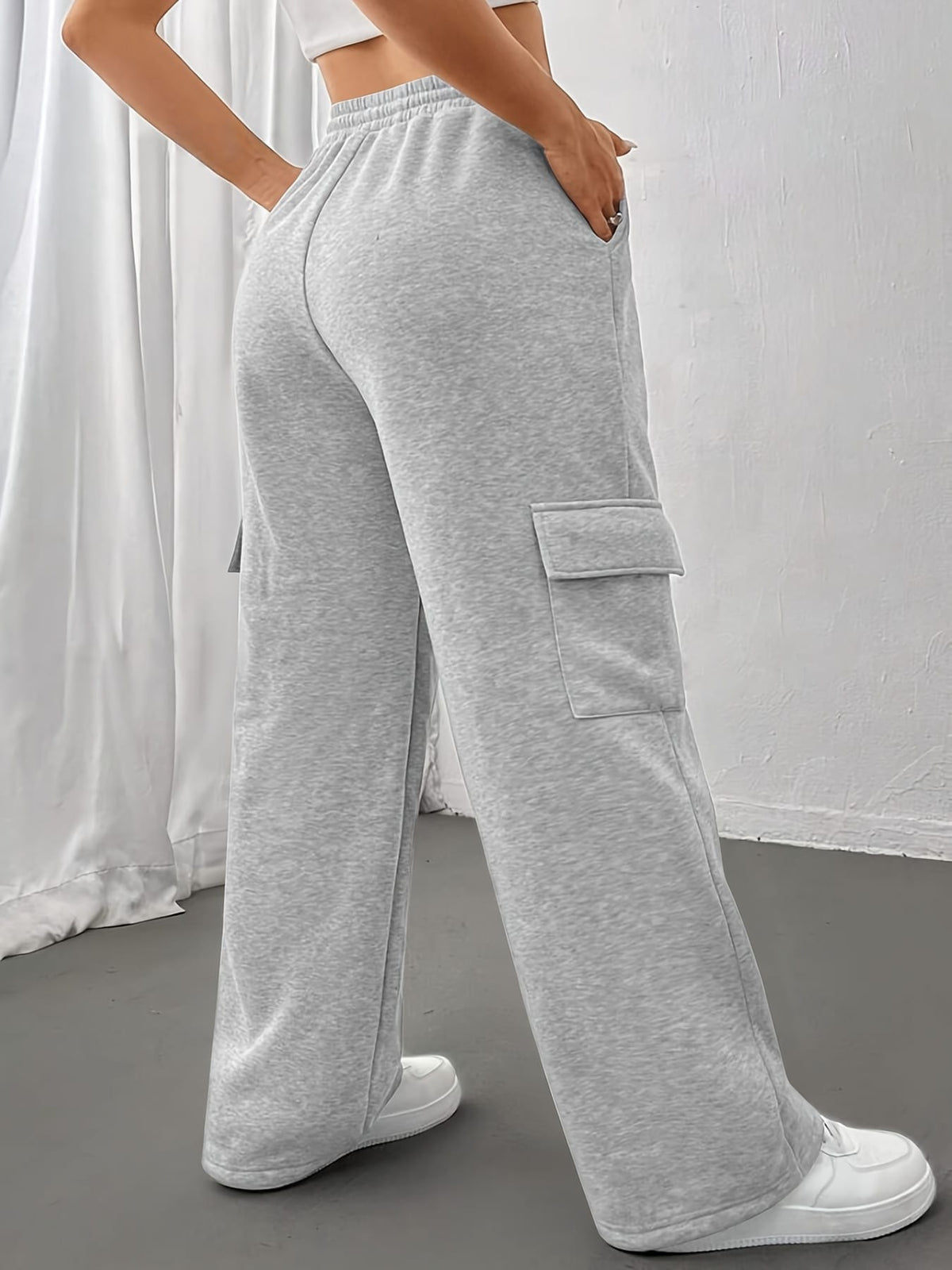 jkthpu-45 Women's Casual Straight-Leg Jogger Pants with Side Pockets
