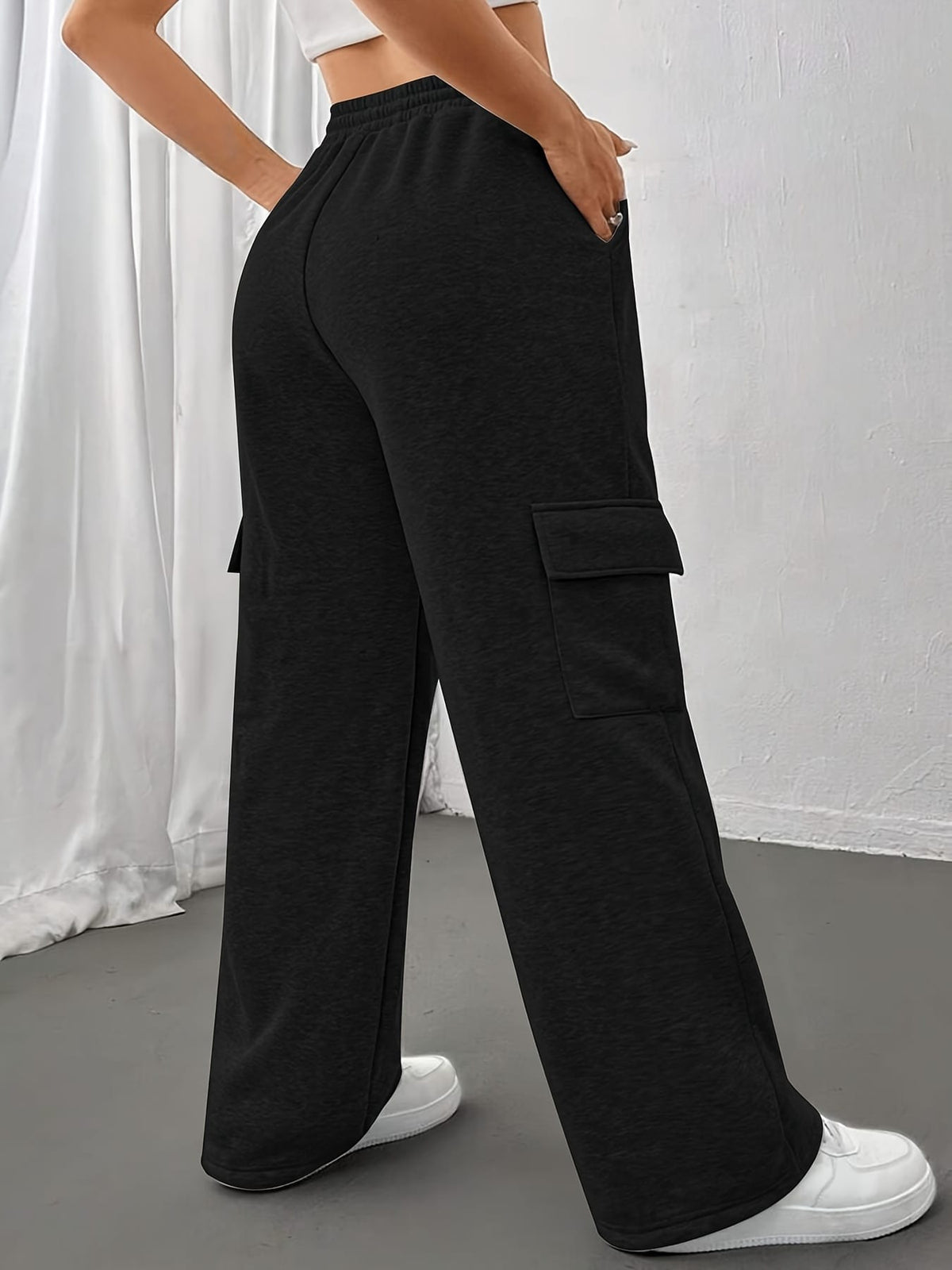 jkthpu-45 Women's Casual Straight-Leg Jogger Pants with Side Pockets