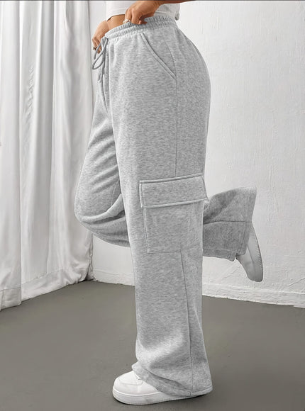 jkthpu-45 Women's Casual Straight-Leg Jogger Pants with Side Pockets