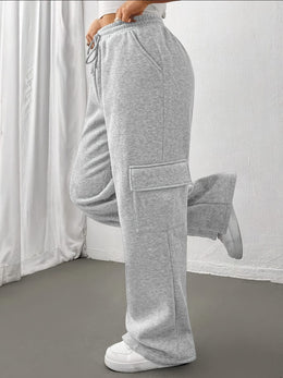 jkthpu-45 Women's Casual Straight-Leg Jogger Pants with Side Pockets