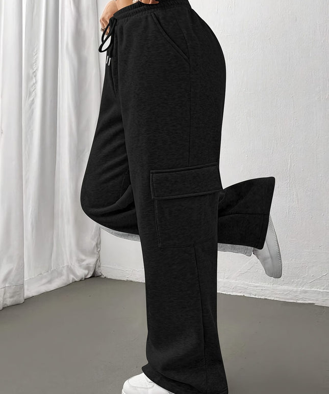jkthpu-45 Women's Casual Straight-Leg Jogger Pants with Side Pockets