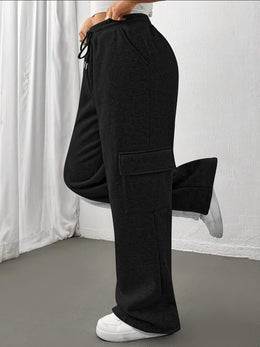 jkthpu-45 Women's Casual Straight-Leg Jogger Pants with Side Pockets
