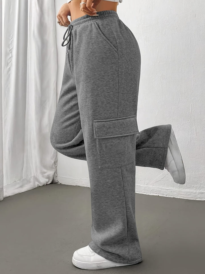 Women's Casual Straight-Leg Jogger Pants with Side Pockets