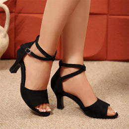 KissICON Women's Classics High Heels Sandals Flock Ankle Buckle