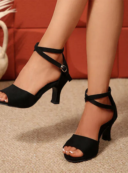 KissICON Women's Classics High Heels Sandals Flock Ankle Buckle