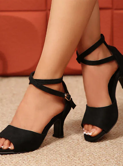KissICON Women's Classics High Heels Sandals Flock Ankle Buckle