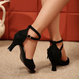 KissICON Women's Classics High Heels Sandals Flock Ankle Buckle