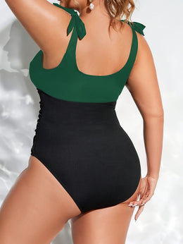 KissICON Women's Colorblock Wrap One-piece Swimsuit